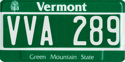 VT license plate VVA289