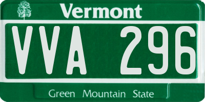 VT license plate VVA296