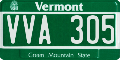 VT license plate VVA305