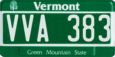 VT license plate VVA383