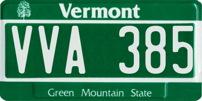 VT license plate VVA385