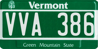 VT license plate VVA386