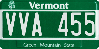 VT license plate VVA455
