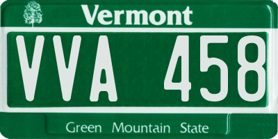 VT license plate VVA458