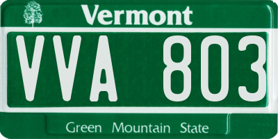 VT license plate VVA803