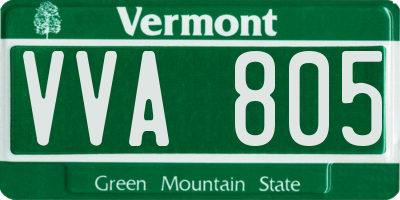 VT license plate VVA805