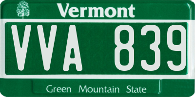 VT license plate VVA839