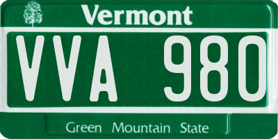 VT license plate VVA980