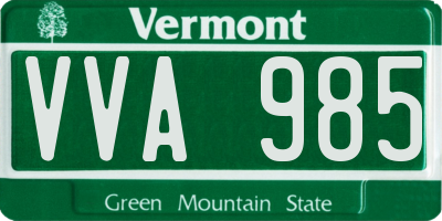 VT license plate VVA985