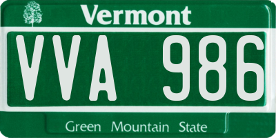 VT license plate VVA986