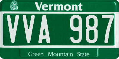 VT license plate VVA987