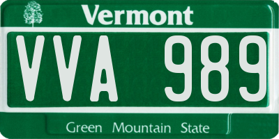 VT license plate VVA989