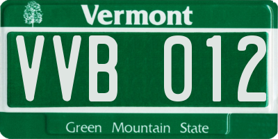 VT license plate VVB012