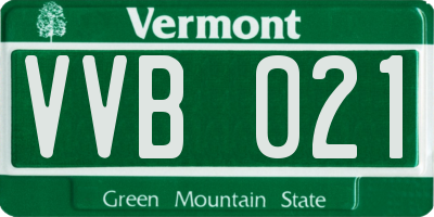 VT license plate VVB021