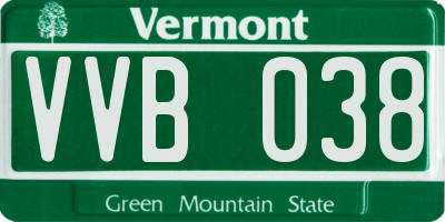VT license plate VVB038
