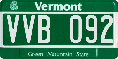 VT license plate VVB092