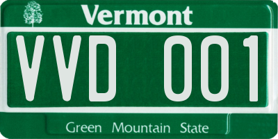 VT license plate VVD001