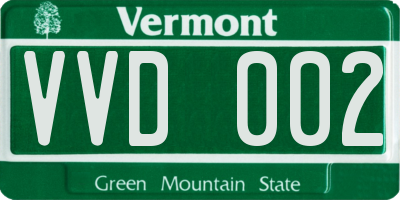 VT license plate VVD002