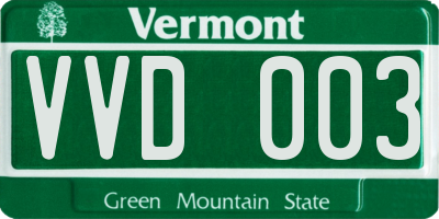 VT license plate VVD003