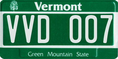 VT license plate VVD007
