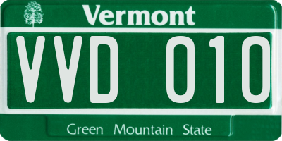 VT license plate VVD010