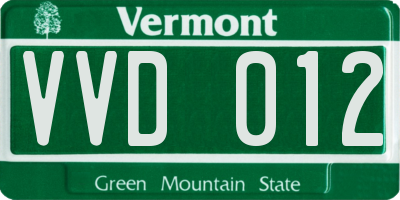 VT license plate VVD012