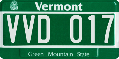 VT license plate VVD017