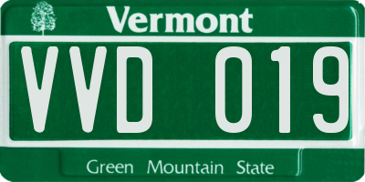VT license plate VVD019