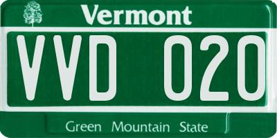 VT license plate VVD020