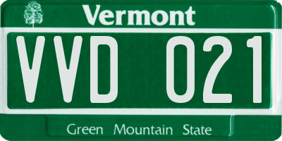 VT license plate VVD021