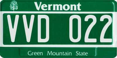 VT license plate VVD022