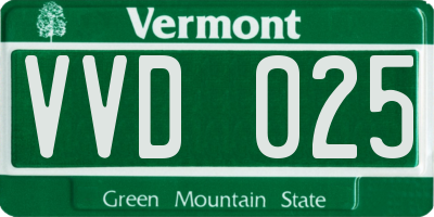 VT license plate VVD025