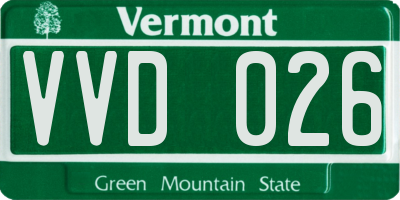 VT license plate VVD026