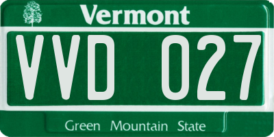 VT license plate VVD027