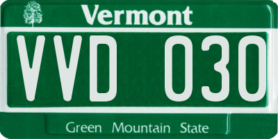VT license plate VVD030