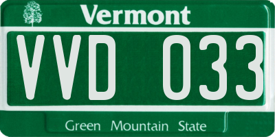 VT license plate VVD033