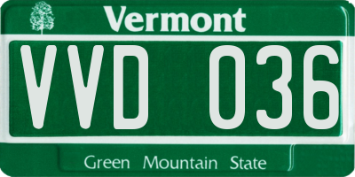 VT license plate VVD036