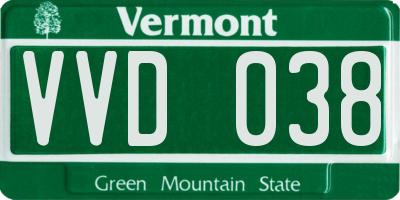 VT license plate VVD038