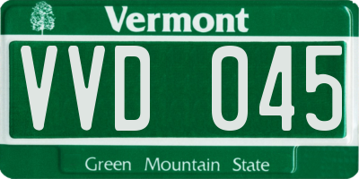 VT license plate VVD045
