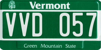 VT license plate VVD057