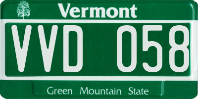 VT license plate VVD058
