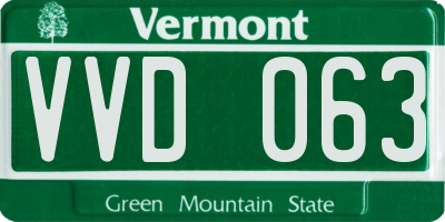 VT license plate VVD063
