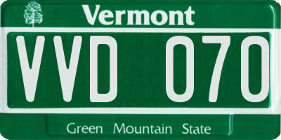 VT license plate VVD070