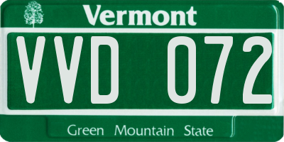 VT license plate VVD072