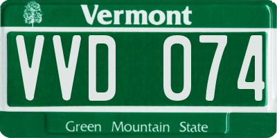 VT license plate VVD074