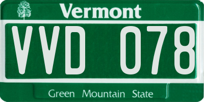 VT license plate VVD078