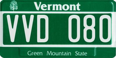 VT license plate VVD080
