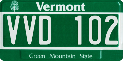 VT license plate VVD102