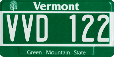 VT license plate VVD122