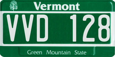 VT license plate VVD128